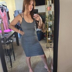 Papaya Charcoal Ribbed Midi Dress